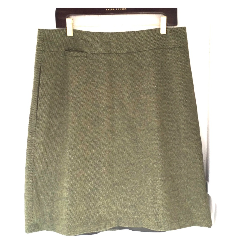 Green herringbone Skirt Size 12p